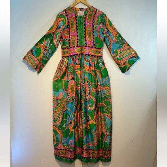 Vintage Keyloun Maxi Dress, Zip Front Size 12. - Picture 2 of 16
